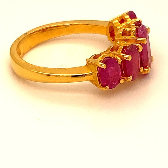 Burmese Ruby 2.30ct Solid 22K Multistone Gold Ring - Picture 6 of 9